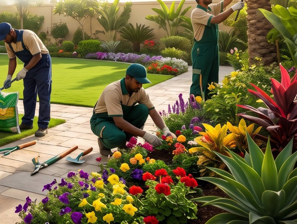 Planting flowers and shrubs