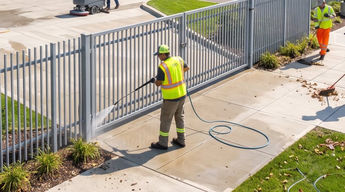 Pressure washing gates and walkways